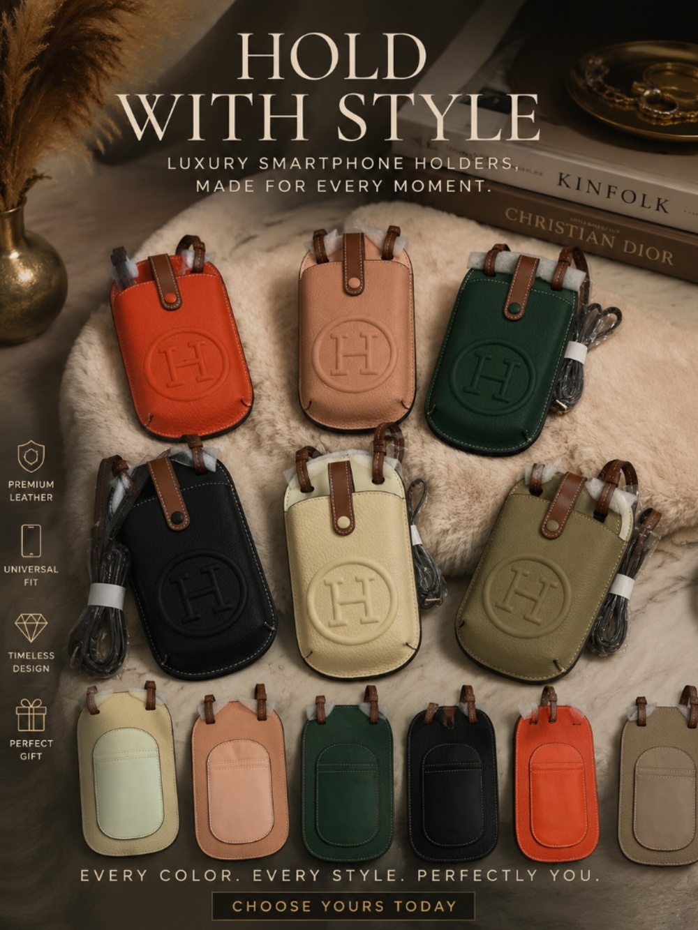 Upcycled H Cellphone Holder with Card Slots and Crossbody Strap